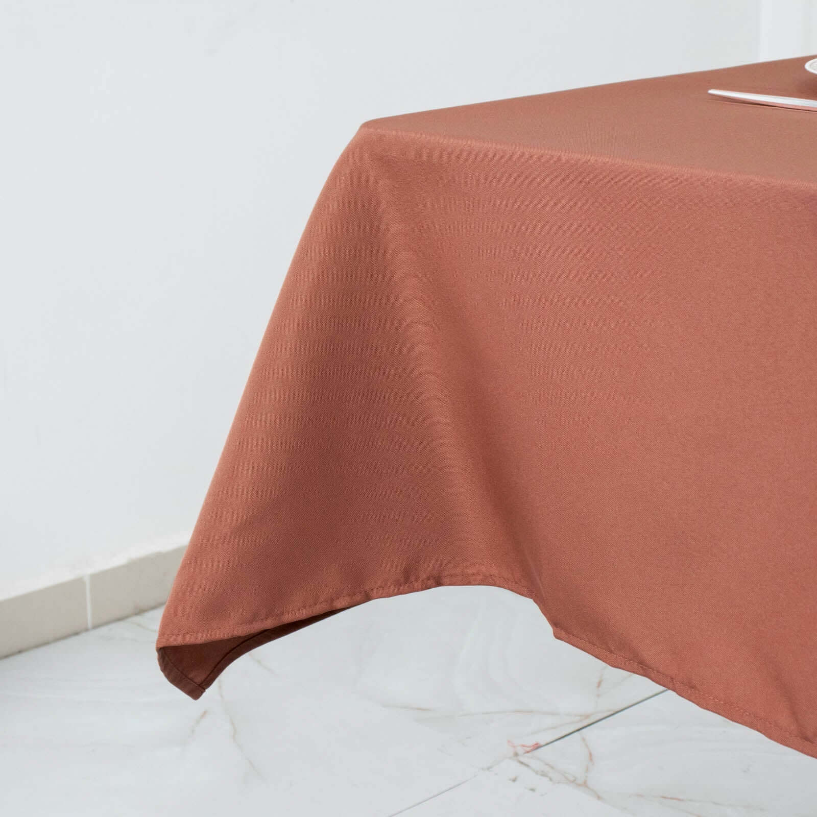 Premium Polyester 54"x54" Square Tablecloth Terracotta (Rust) - Stain and Wrinkle-Resistant 220GSM Table Cover