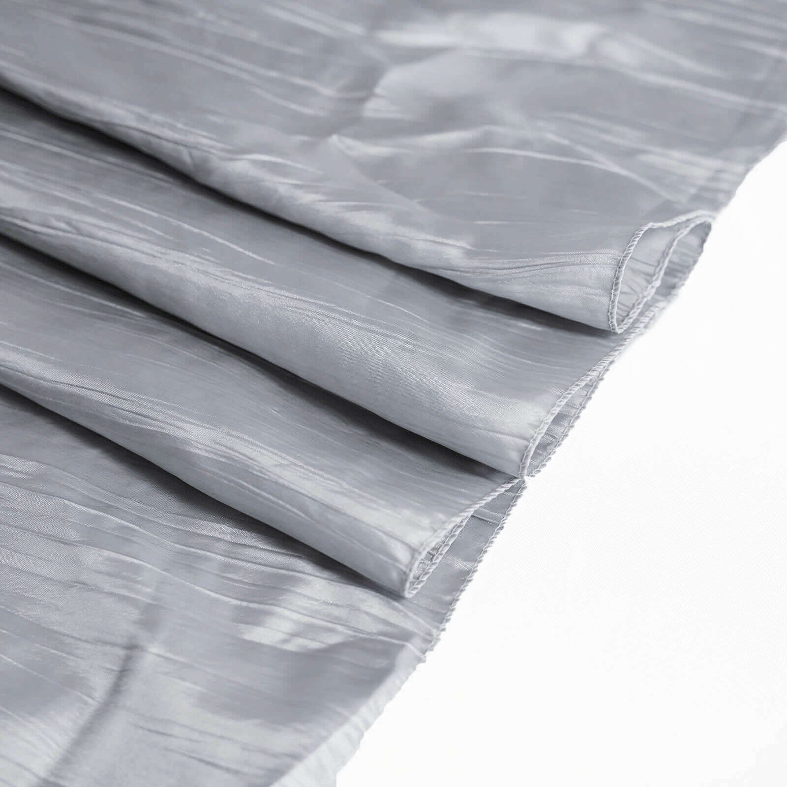 Taffeta 90"x90" Table Overlay Square Tablecloth Silver - Accordion Crinkle Table Cover