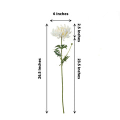 3 Stems Ivory 27" Artificial Silk Chrysanthemum Bouquet Flowers, Large Faux Mum Branches