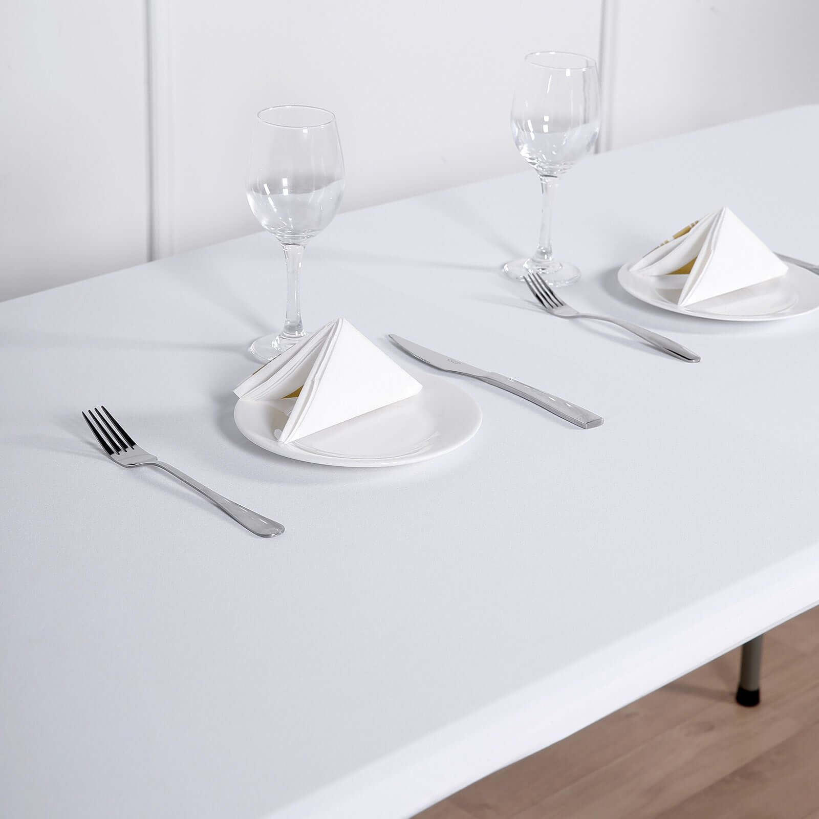 Stretch Spandex 72"x30" Rectangle Tablecloth Top Cover White - Sleek & Durable Fitted Table Topper Cap