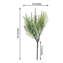 2 Bushes 15" Artificial Sagebrush Fern Stems, Indoor Faux Plants