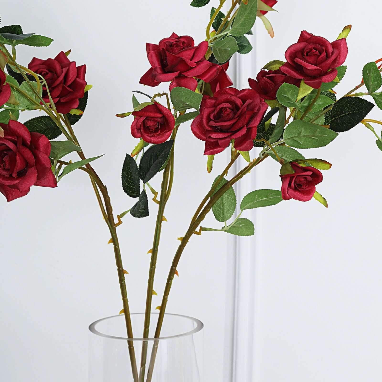 2 Stems 38" Tall Burgundy Artificial Silk Rose Flower Bouquet Bushes