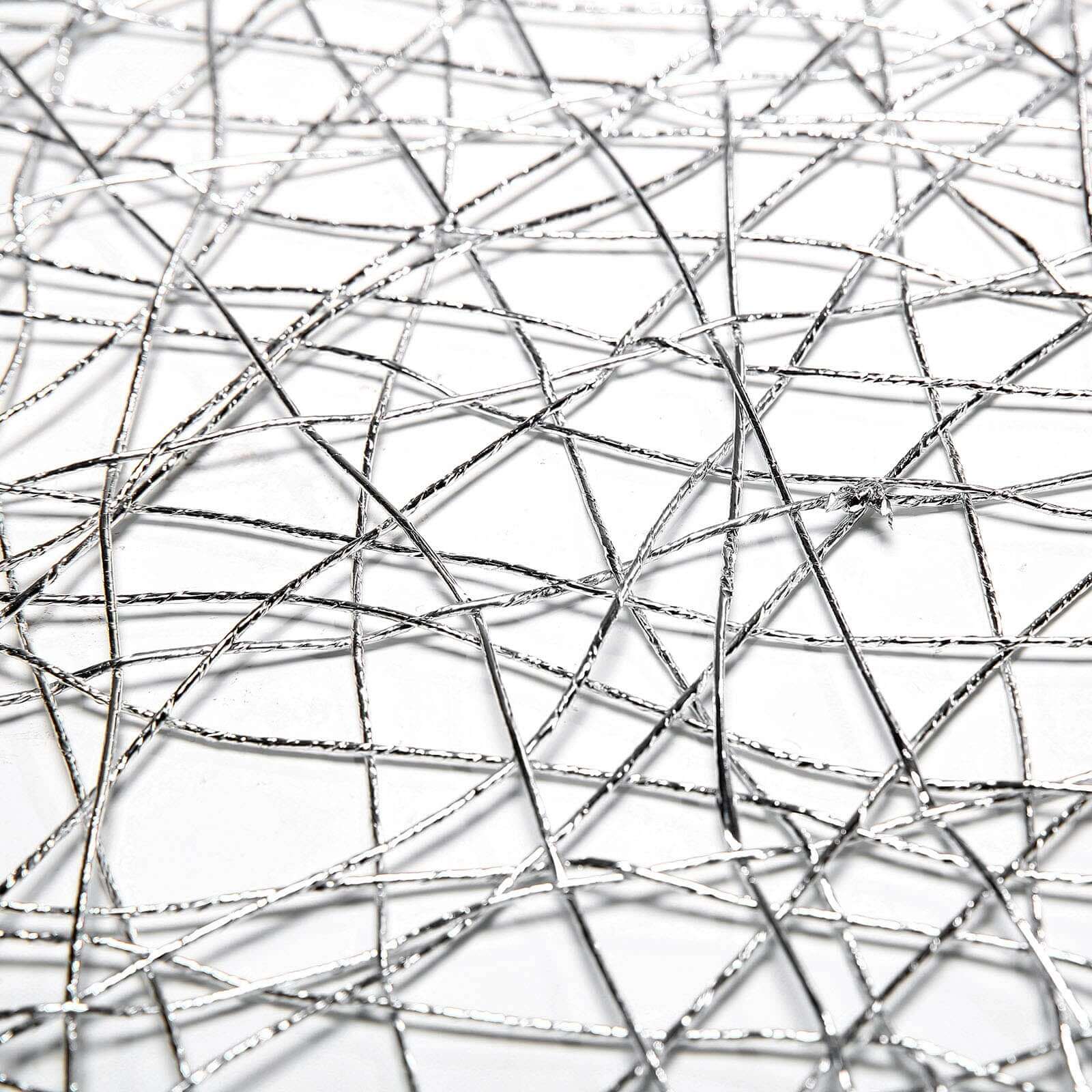 Metallic String Woven 16"x72" Table Runner Silver - Reversible Wire Nest Table Decor