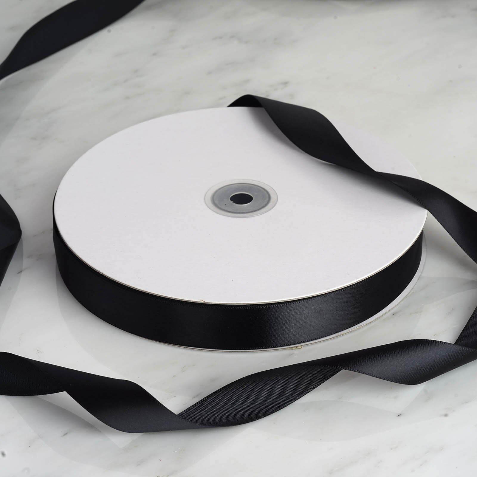 100 Yards 7 8" Black Single Face Decorative Satin Ribbon