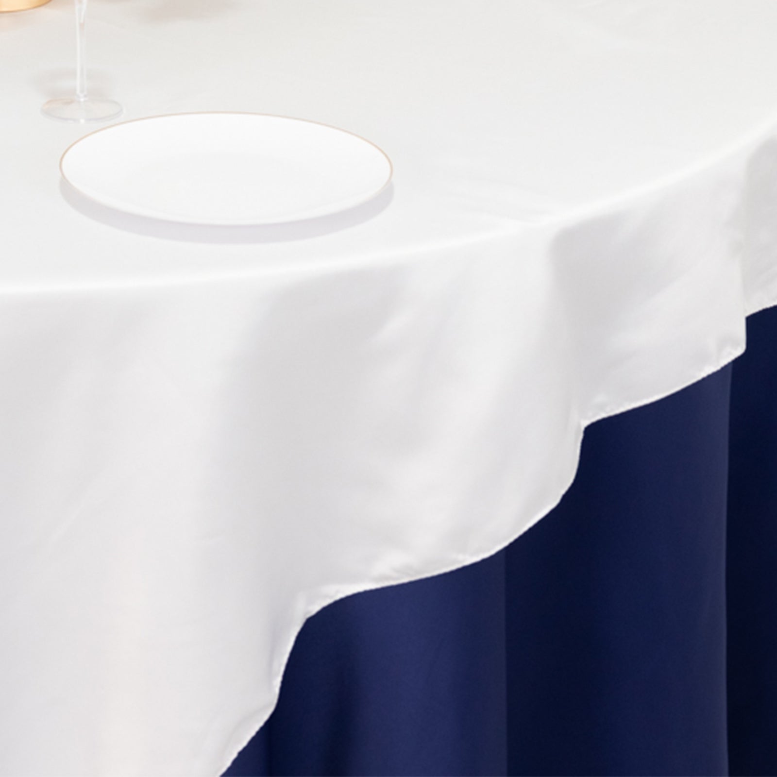 Lamour Satin 72"x72" Table Overlay Square Tablecloth White - Smooth Finish for Luxurious Events