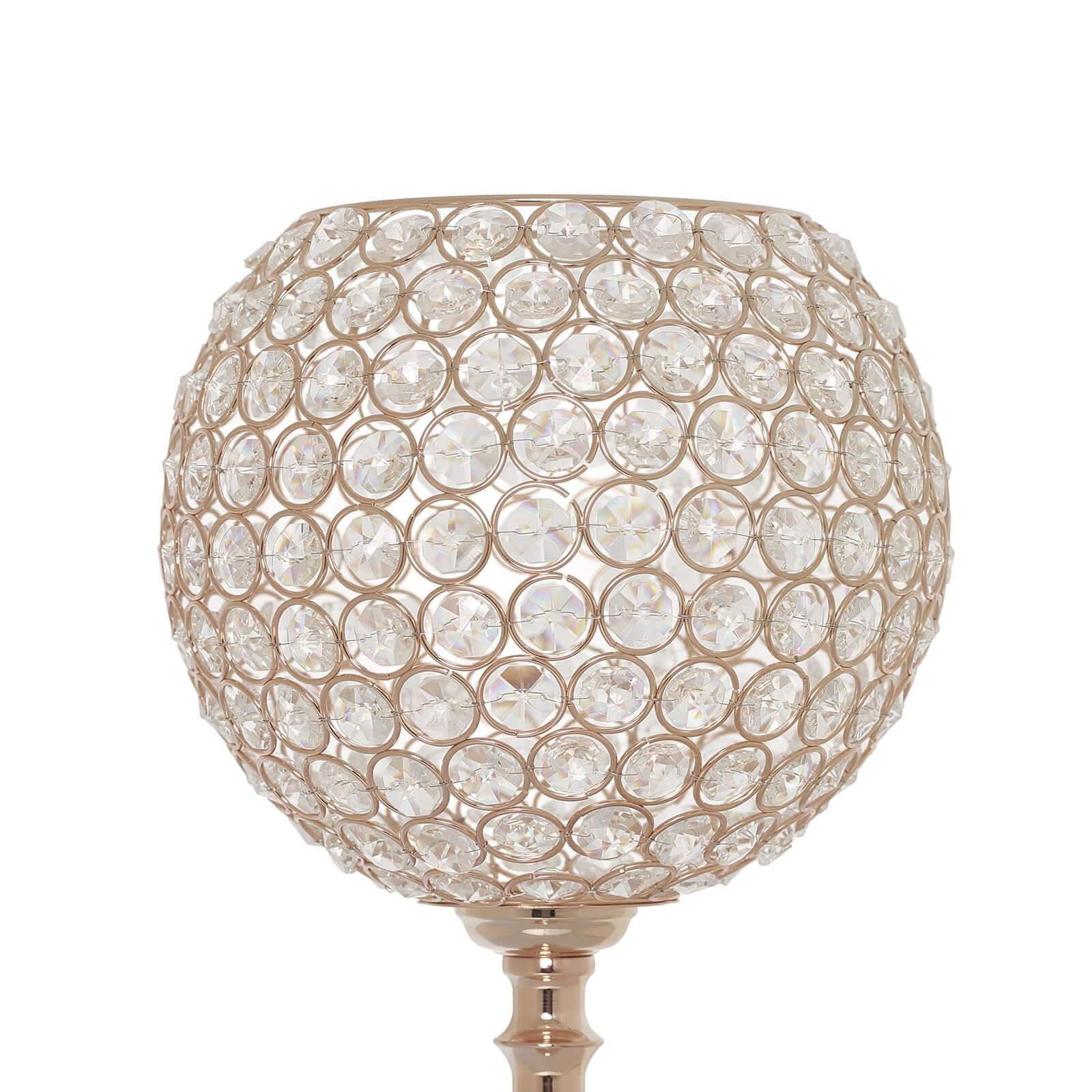 Acrylic Crystal Beaded Goblet Candle Holder Gold - Exquisite Flower Ball Centerpiece Stand for High-End Event Styling 30"