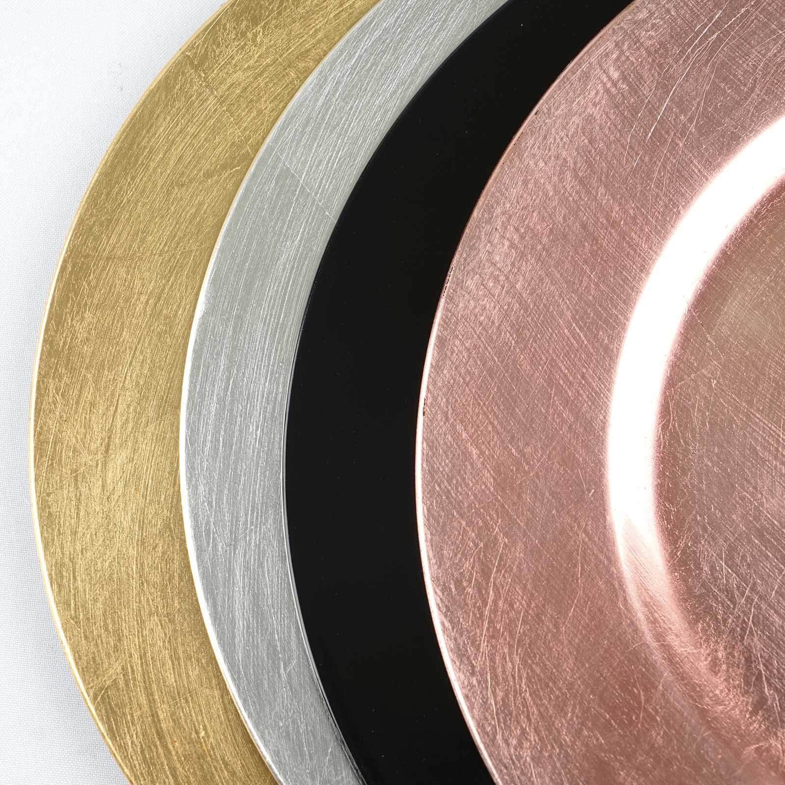 6-Pack Acrylic Round Charger Plates 13" in Metallic Gold, Dinner Party Decor Charger Tableware