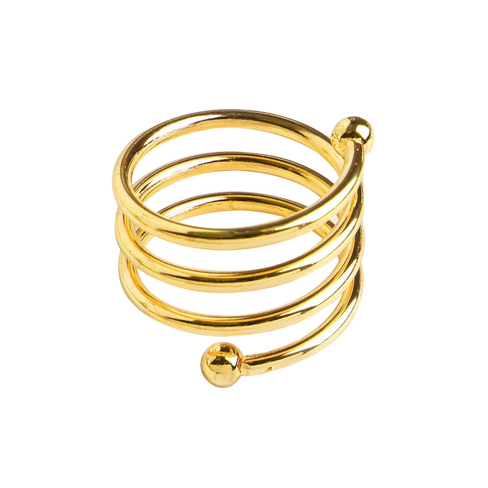 4 Pack Gold Plated Spiral Aluminum Napkin Rings