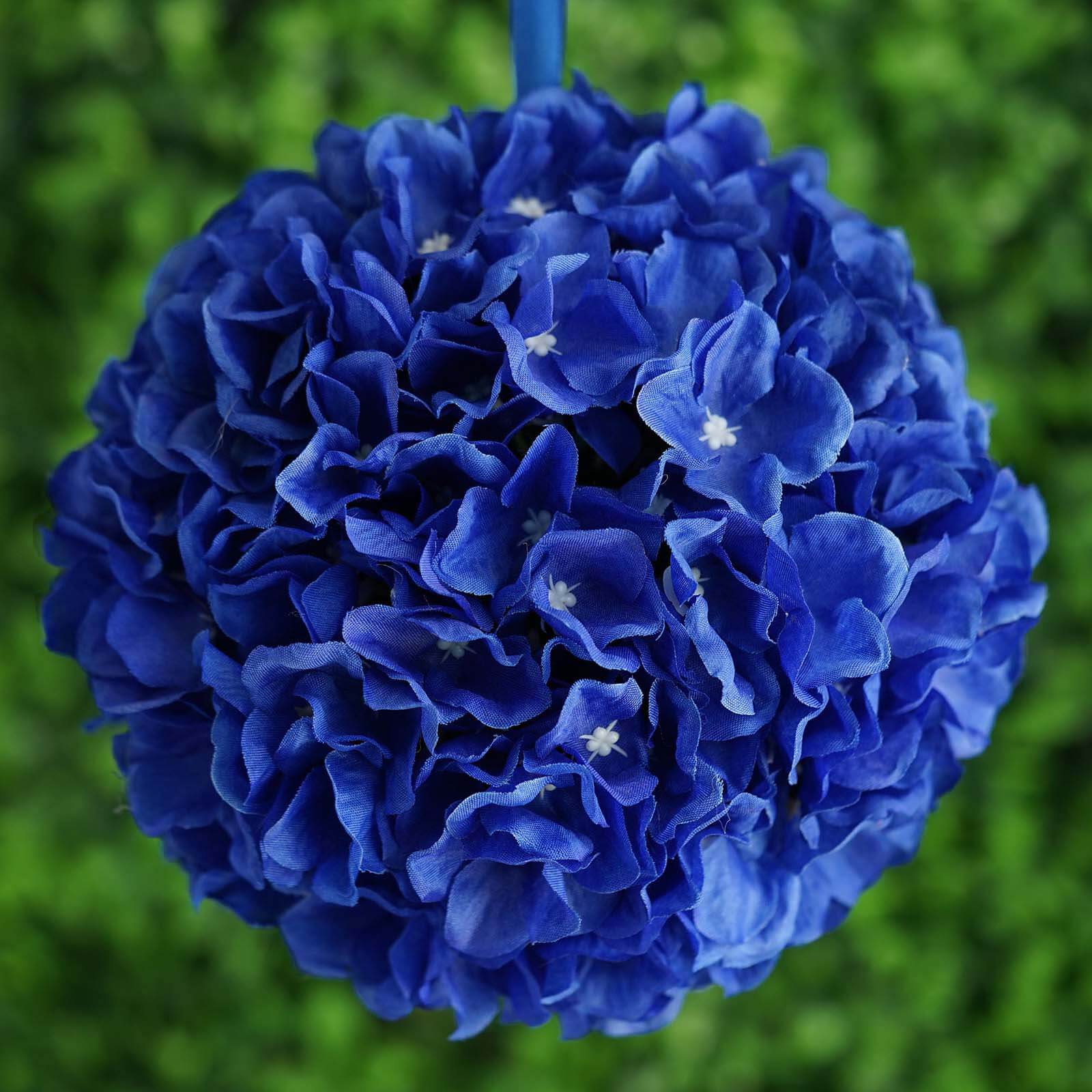 4 Pack 7" Royal Blue Artificial Silk Hydrangea Kissing Flower Balls