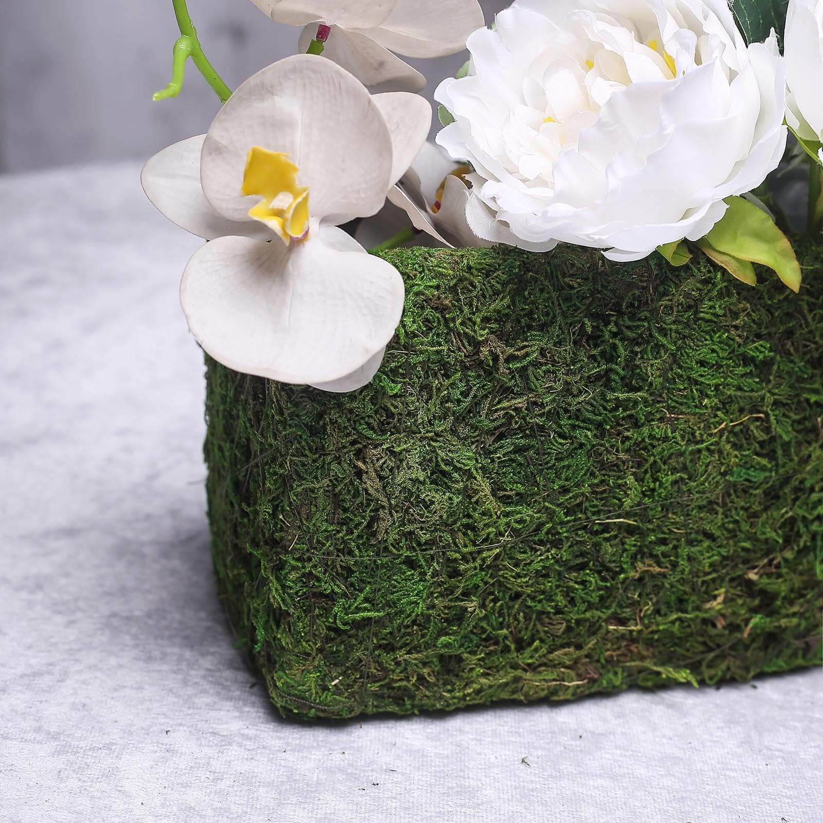 Metal Planter Box Rectangle with Inner Lining Green Preserved Moss - Rustic Flower Basket Decor 23"