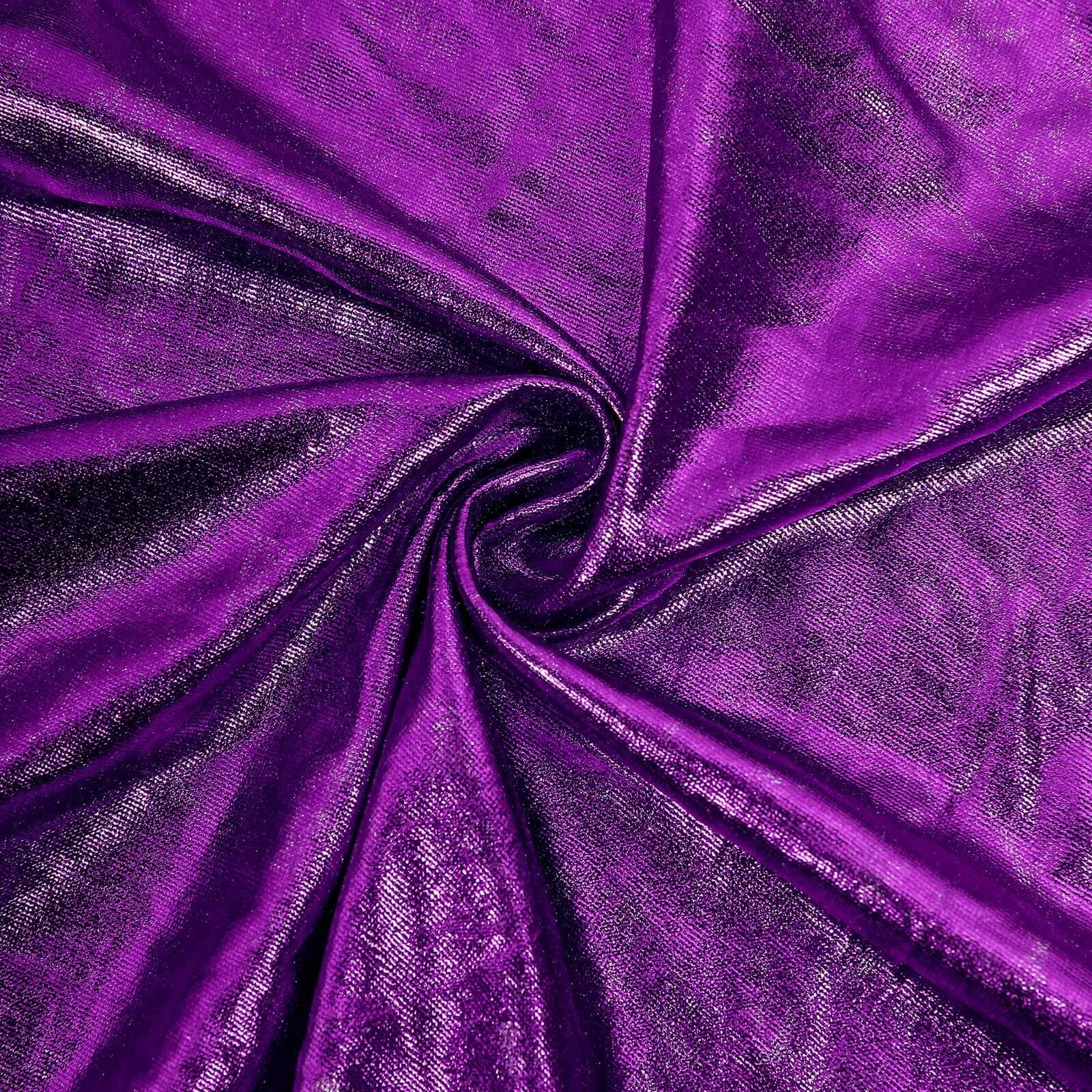 Metallic Purple Stretch Spandex Rectangle Tablecloth 6ft Wrinkle Free Fitted Table Cover for 72"x30" Tables