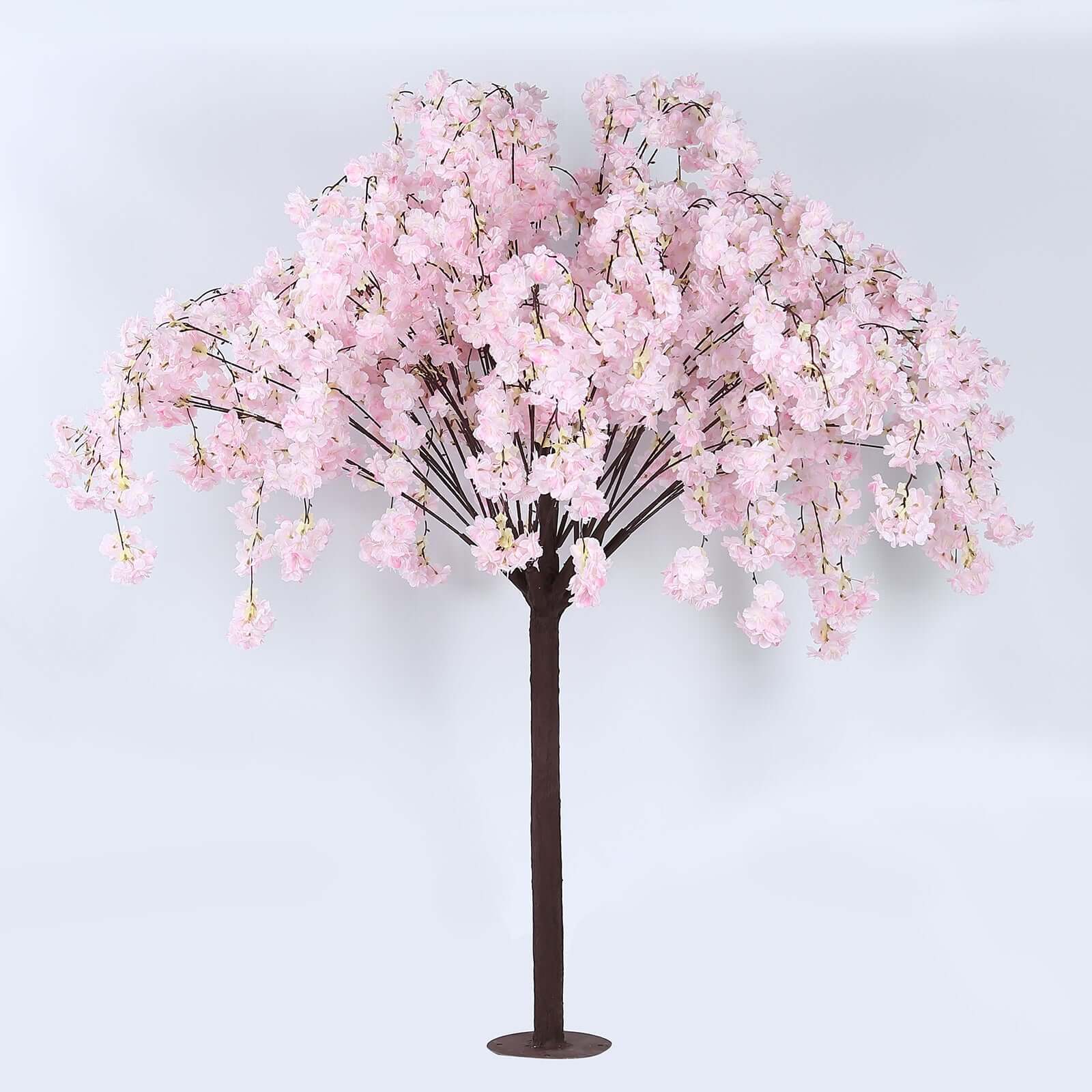 Silk Artificial Cherry Blossom Tree Blush - Realistic Faux Indoor Sakura Flowers Wishing Tree with Detachable Metal Base for Gardens Parties & Receptions 5ft