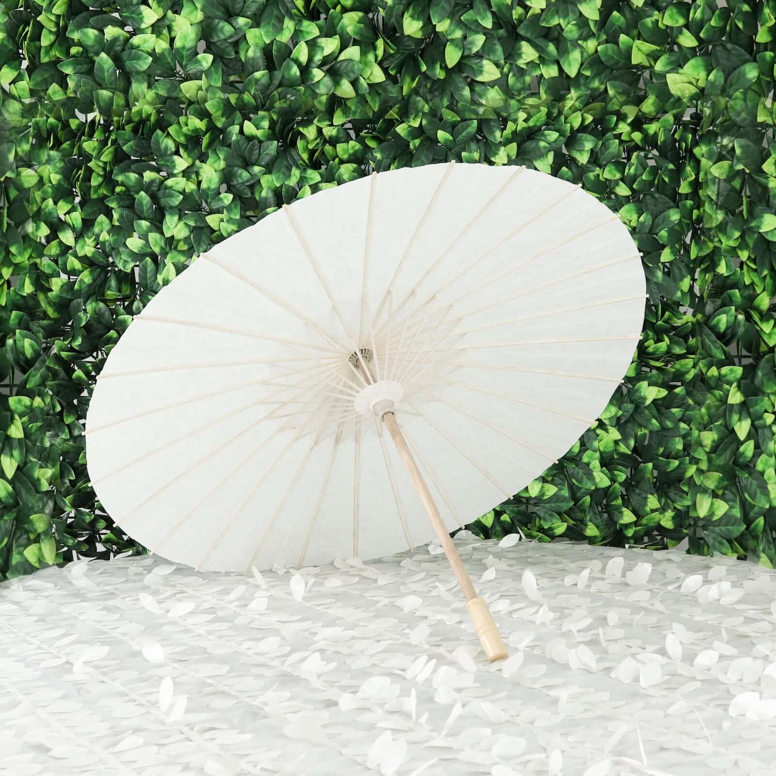 2-Pack Paper and Bamboo Parasol Umbrellas White - Perfect Bridal Shower Photo Props and Table Decorations 32"