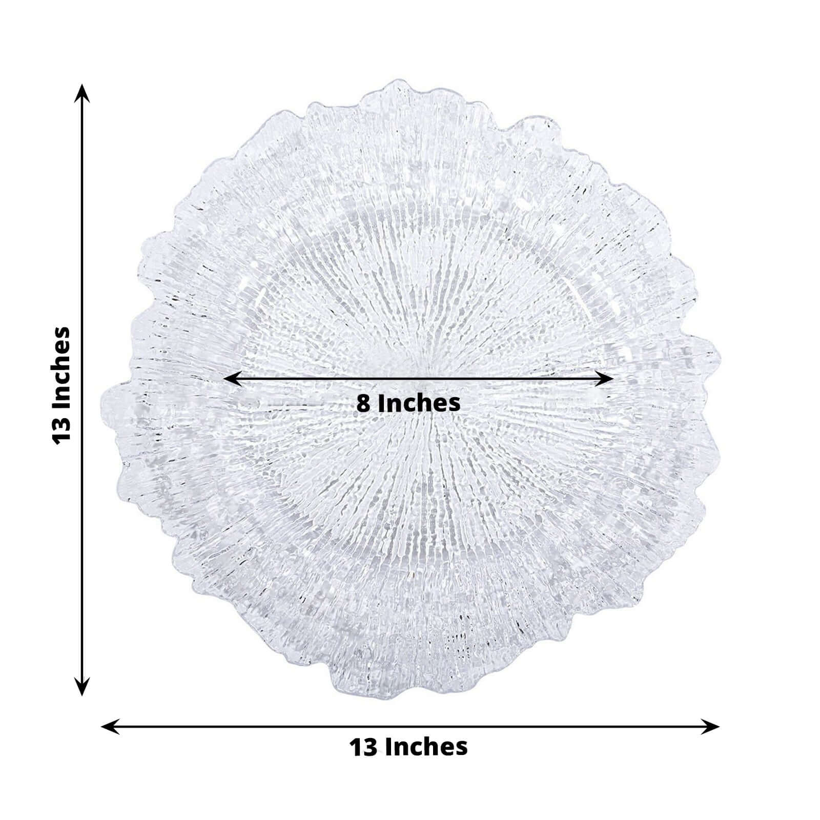 6-Pack Plastic Round Charger Plates 12" in Clear with Reef Design, Decorative Dinner Party Serving Plates