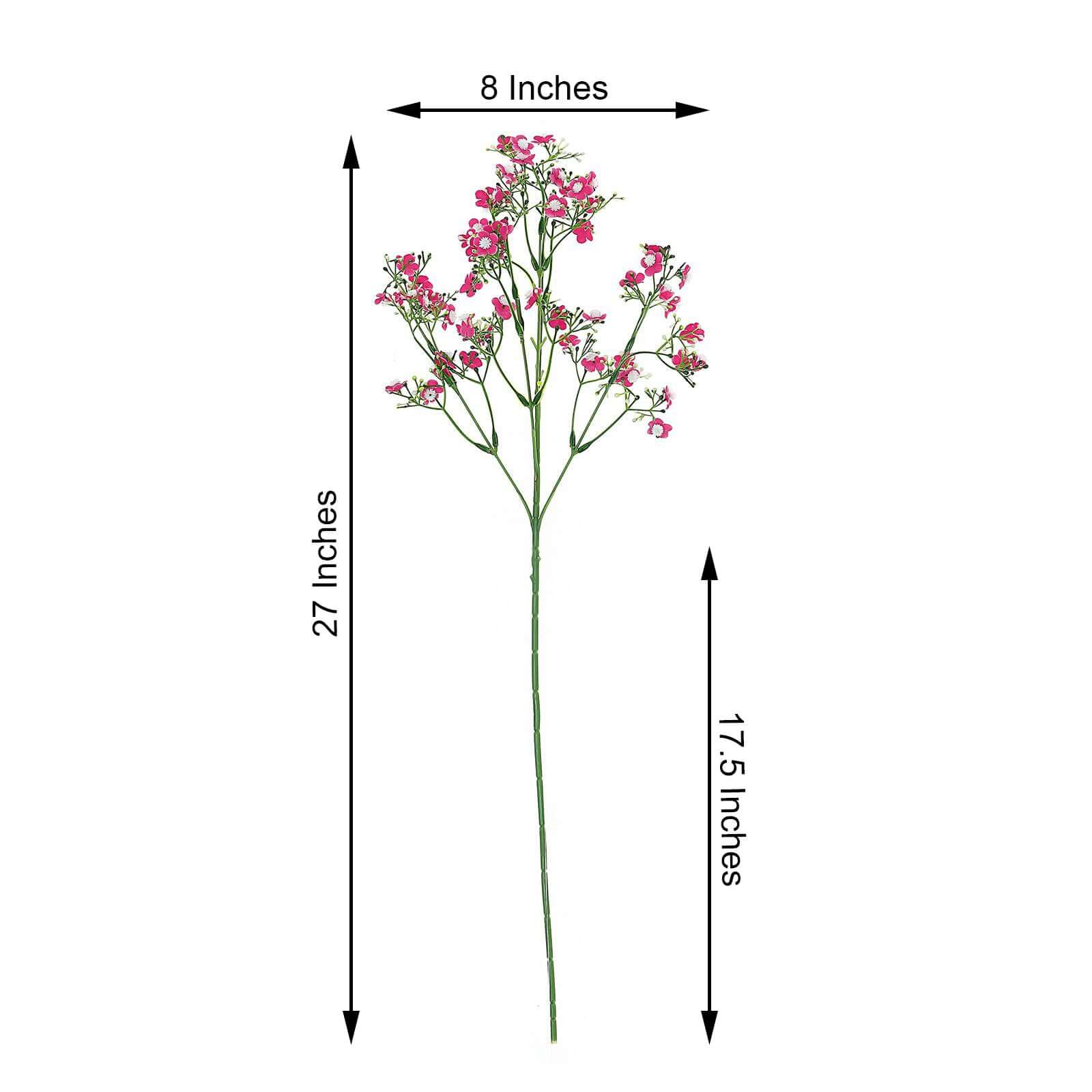 4 Stems 27" Fuchsia Artificial Silk Babys Breath Gypsophila Flowers