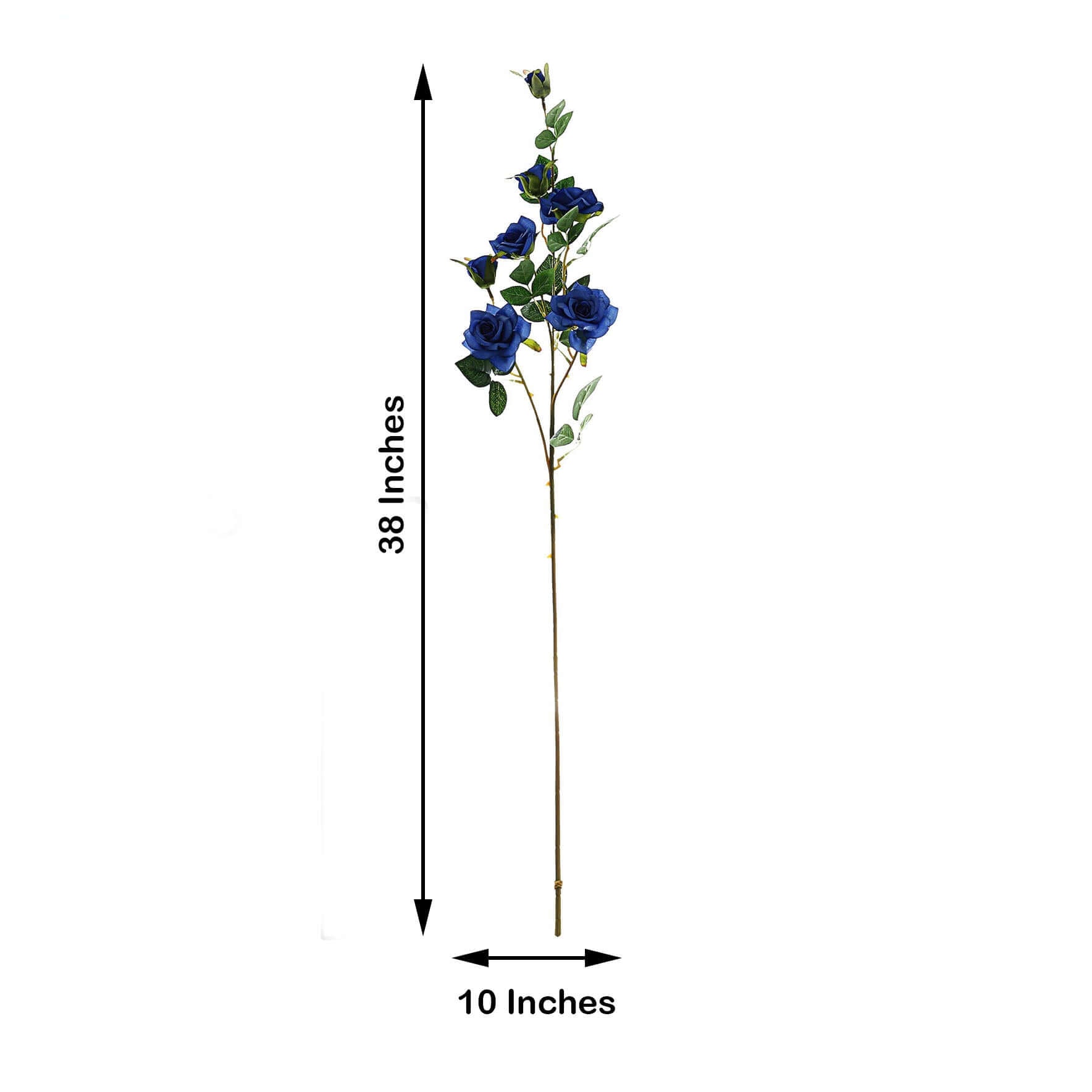 2 Stems 38" Tall Royal Blue Artificial Silk Rose Flower Bouquet Bush
