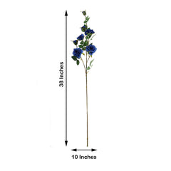 2 Stems 38" Tall Royal Blue Artificial Silk Rose Flower Bouquet Bush