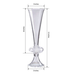 4-Pack Glass Trumpet Vases Reversible Crystal Ball Design Clear - Decorative Flower Table Centerpieces 11"