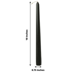 12-Pack Taper Candles Premium Wax Design Black - Unscented Candles for Upscale Settings 10"