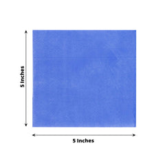 50-Pack Paper Beverage Napkins Royal Blue - 2 Ply Disposable Soft 18GSM Cocktail Napkins 5"x5"