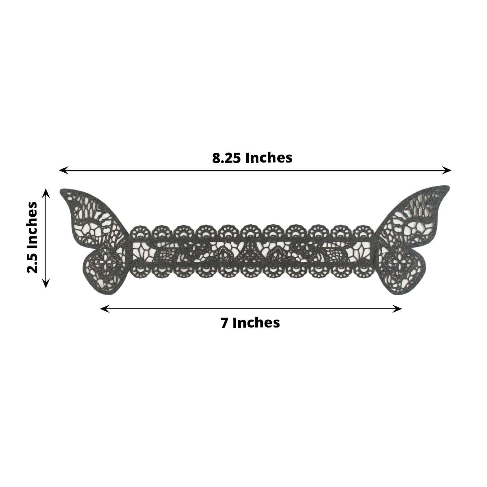 12-Pack Paper Napkin Rings Laser Cut Butterfly Black Shimmery - Decorative Serviette Holders for Events