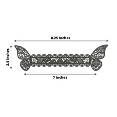 12-Pack Paper Napkin Rings Laser Cut Butterfly Black Shimmery - Decorative Serviette Holders for Events