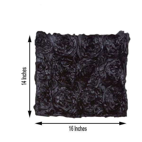 Satin 16" Chair Caps with Rosette Design for Chiavari Chairs Black - Exquisite Chair Back Cover for Weddings & Parties