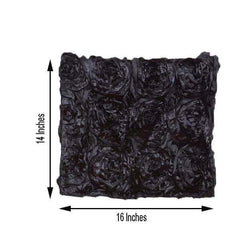 Satin 16" Chair Caps with Rosette Design for Chiavari Chairs Black - Exquisite Chair Back Cover for Weddings & Parties