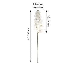2 Stems 40" Tall White Artificial Silk Orchid Flower Bouquets