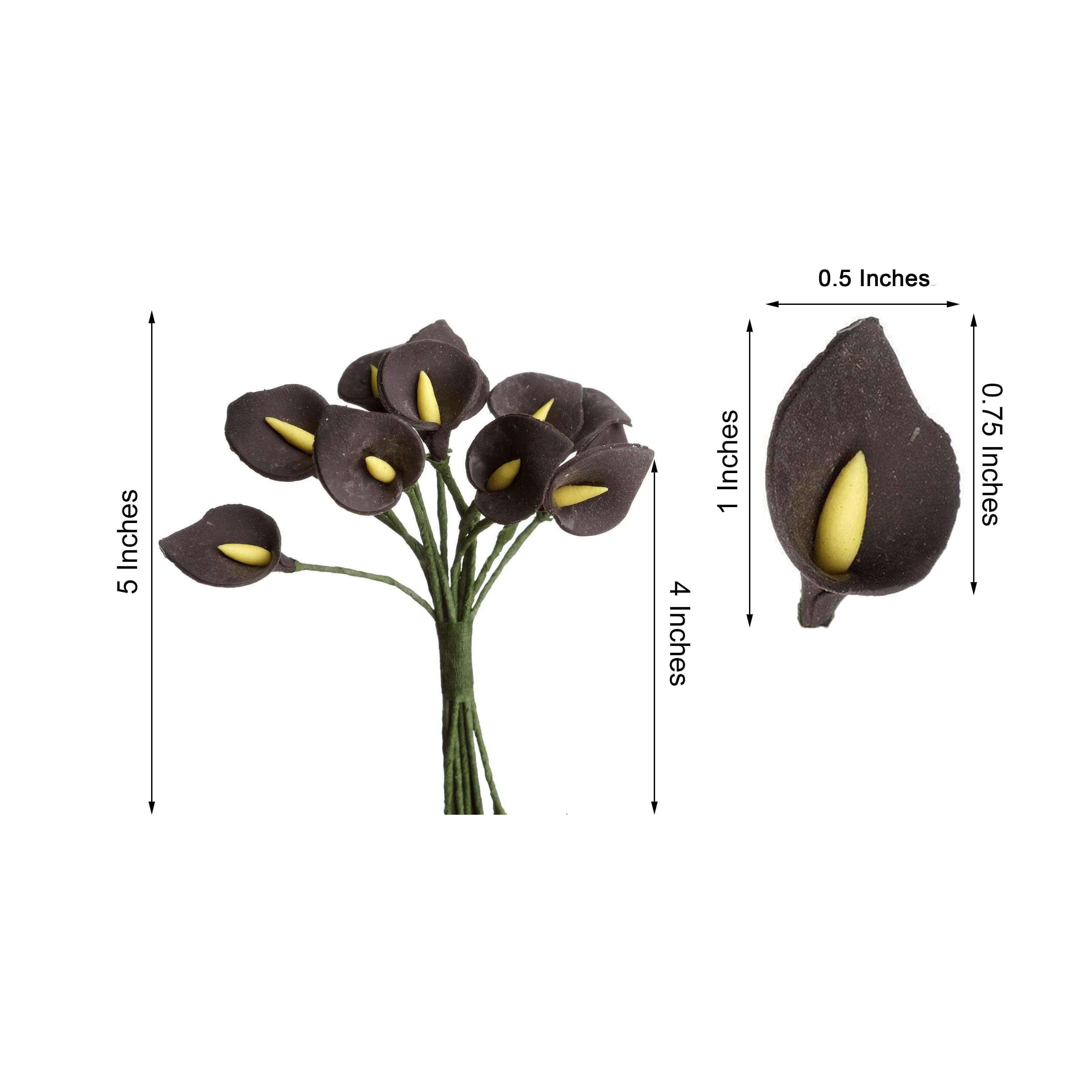 144 Pack 5" Chocolate Peacock Spread Foam Craft Calla Lilies