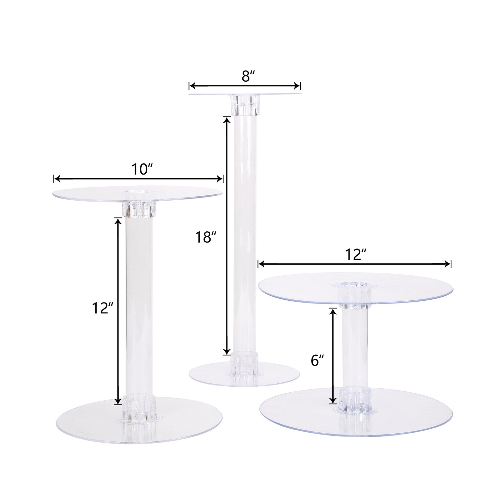 3-Tier Clear Acrylic Cake Stand Set, Cupcake Holder Dessert Pedestals