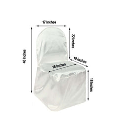 Satin Chair Covers for Banquet Chairs Ivory with Glossy Finish - Reusable Slipcovers