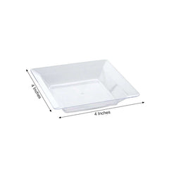 12-Pack Appetizer Plates Mini Square Design Clear - Plastic Disposable Plates for Desserts 4"