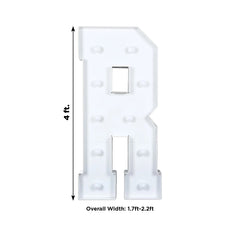 Giant LED Marquee Light Up Letter "R", White 4ft Pre-Cut Foam Board with 10 Warm White Battery Operated LEDs, Glue Gun and Sticks