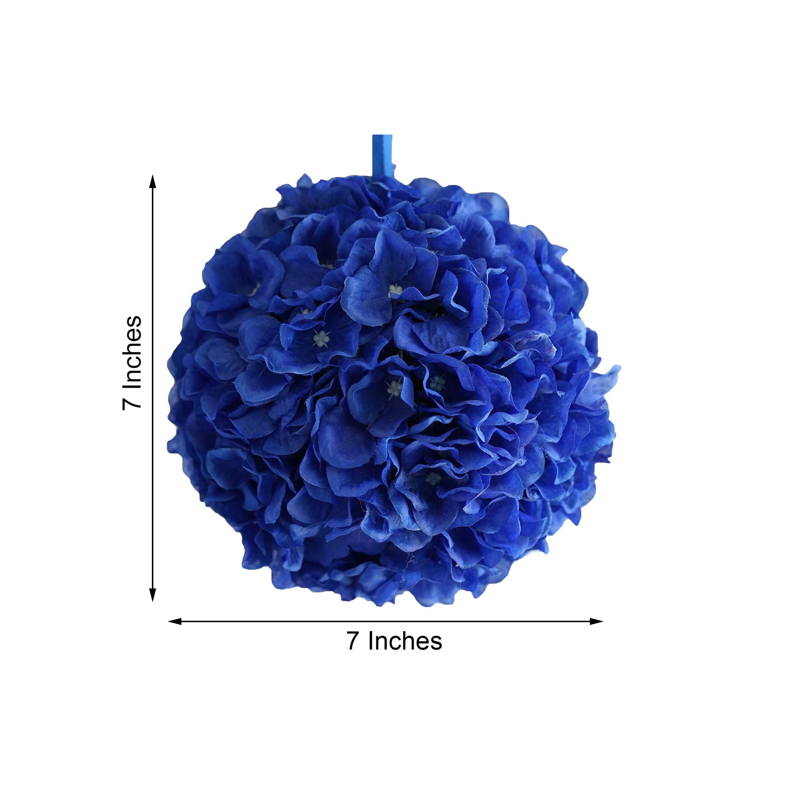 4 Pack 7" Royal Blue Artificial Silk Hydrangea Kissing Flower Balls