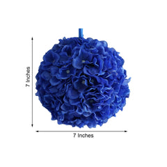 4 Pack 7" Royal Blue Artificial Silk Hydrangea Kissing Flower Balls
