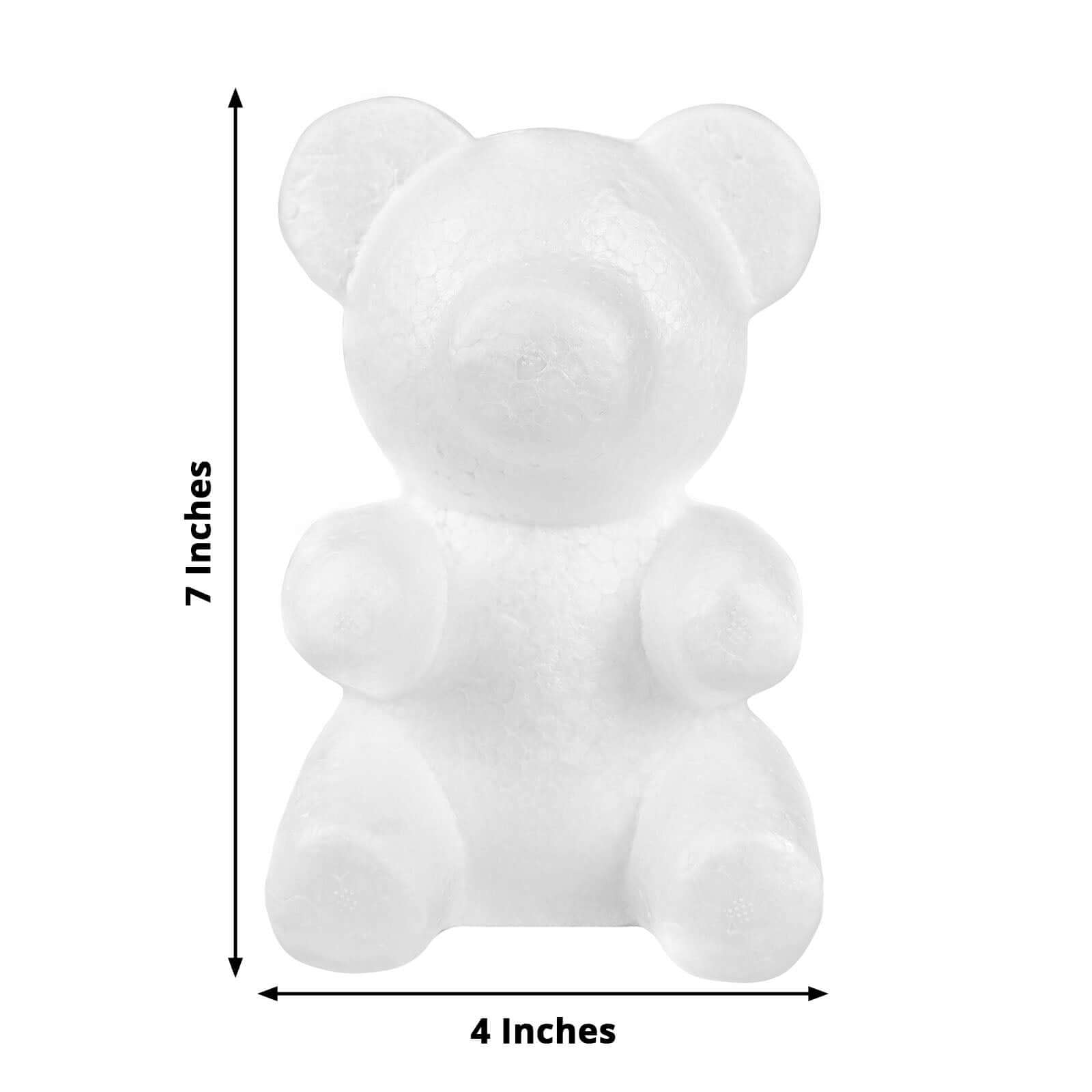 2 Pack 7" DIY White 3D Modeling StyroFoam Bears, Polystyrene Craft Foam Animals