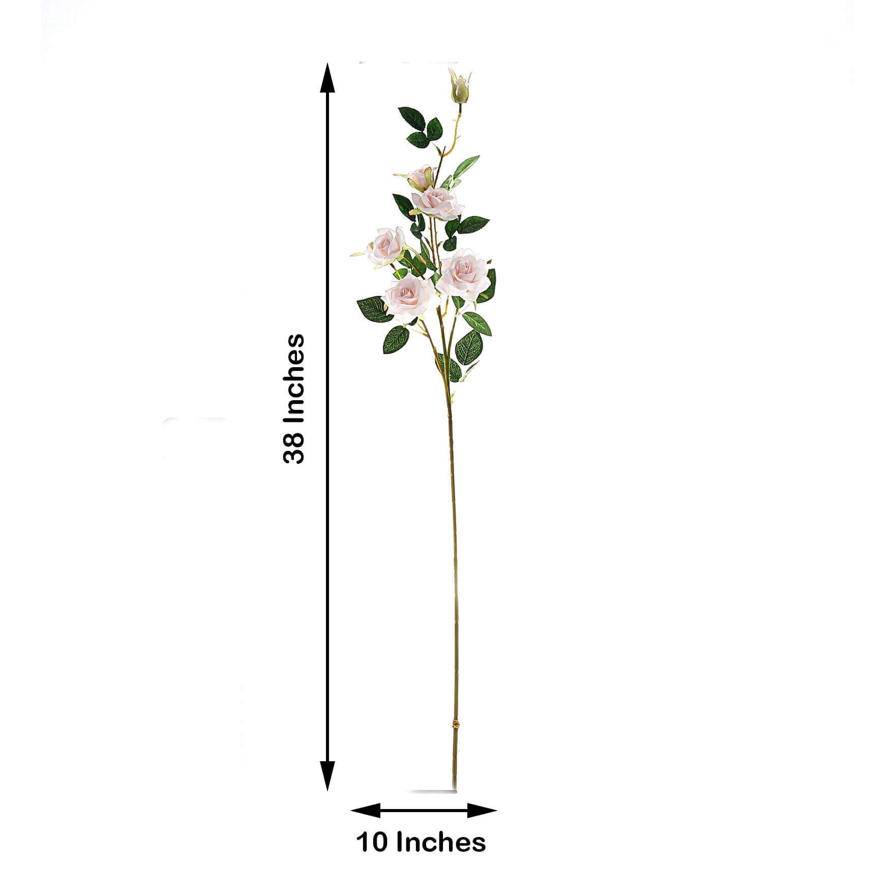 2 Stems 38" Tall Blush Artificial Silk Rose Flower Bouquet