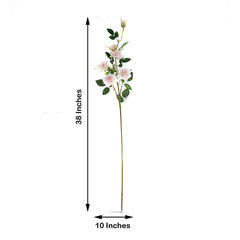 2 Stems 38" Tall Blush Artificial Silk Rose Flower Bouquet