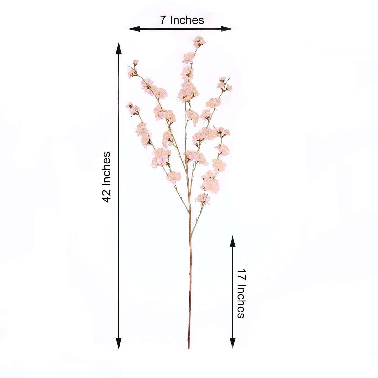 2 Branches 42" Tall Blush Artificial Silk Carnation Flower Stems