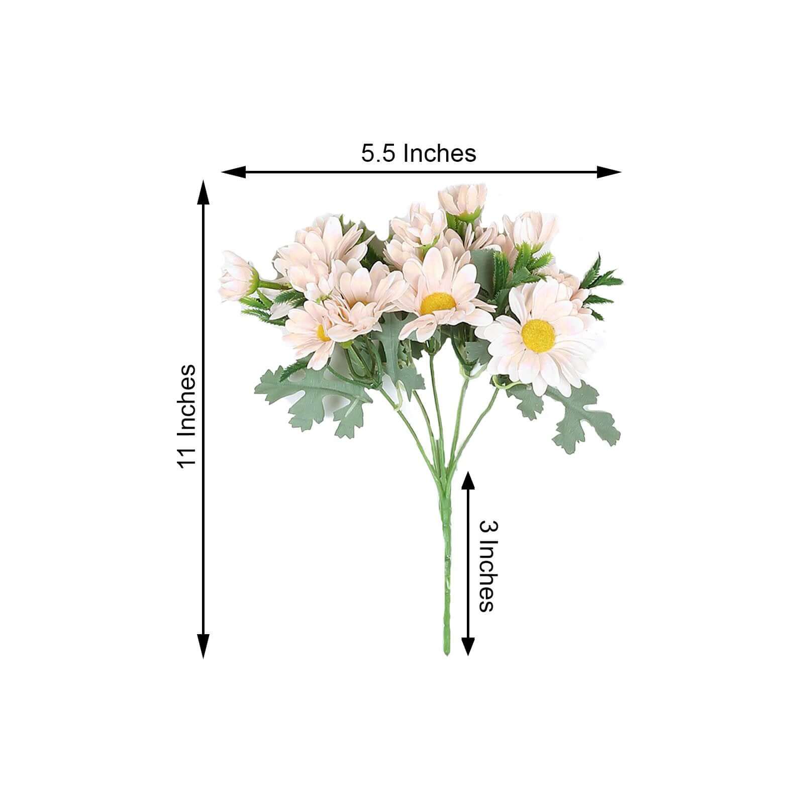 4 Bushes 11" Blush Artificial Silk Daisy Flower Bouquet Branches