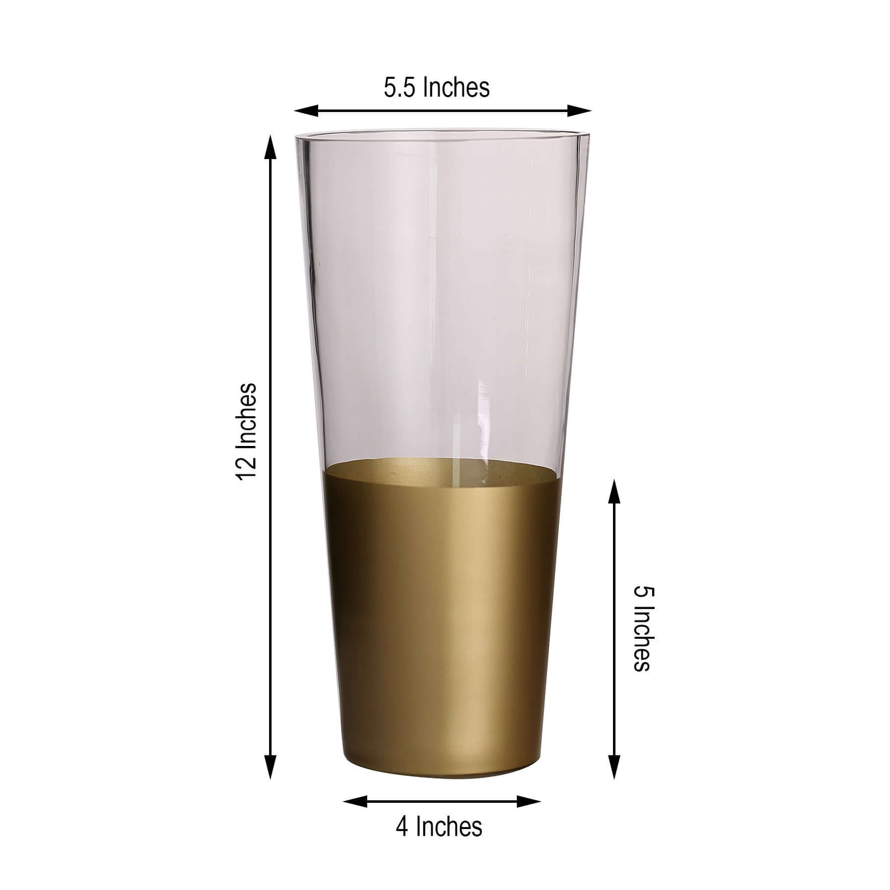 2-Pack Glass Bud Vases Cylinder Design Clear with Gold Accents - Stylish Flower Centerpieces for Events 12"