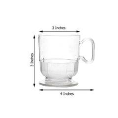 10-Pack Plastic Coffee Espresso Cups Clear - Disposable Mugs with Handles for Tea, Lattes & Hot Chocolate 5oz