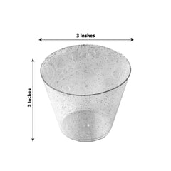 12-Pack Plastic Party Glasses Silver Glittered - Sparkly Disposable Cups for Events 9oz