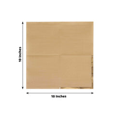 50-Pack Paper Beverage Napkins Natural with Gold Foil Edge - 2 Ply Disposable Soft 18GSM Cocktail Napkins 5"x5"