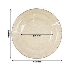 10-Pack Plastic 9" Round Dinner Plates in Gold Glitter with Ruffled Rim - Sturdy Disposable Dinnerware