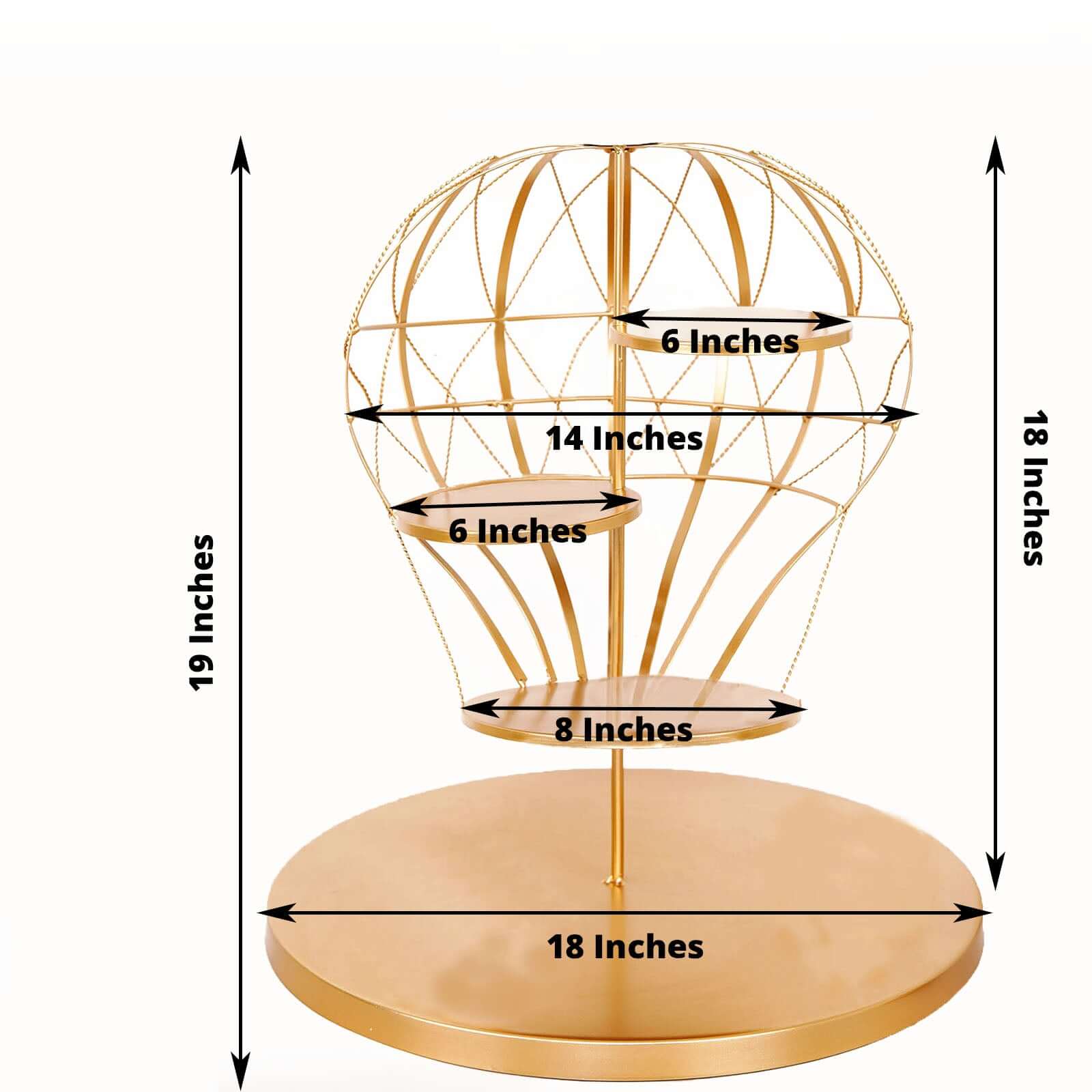 4-Tier Metal Cupcake Dessert Display Stand Gold Hot Air Balloon Design - Stylish Dessert Serving Tray Centerpiece Platter for Whimsical Carnival Inspired Events & Celebrations19"