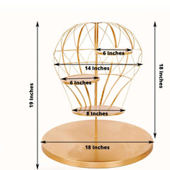 4-Tier Metal Cupcake Dessert Display Stand Gold Hot Air Balloon Design - Stylish Dessert Serving Tray Centerpiece Platter for Whimsical Carnival Inspired Events & Celebrations19"