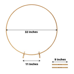 32" Gold Metal Round Hoop Wedding Centerpiece, Self Standing Table Floral Wreath Frame