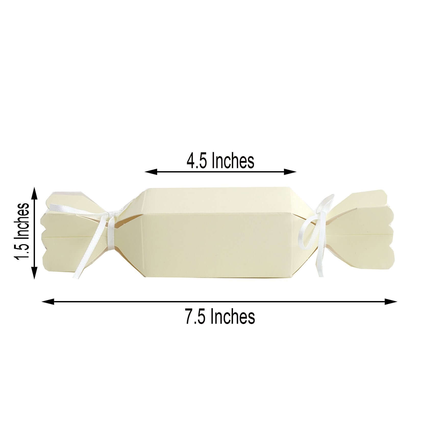 25 Pack Ivory Candy Shape W Satin Ribbon Party Favor Gift Boxes - Clearance SALE